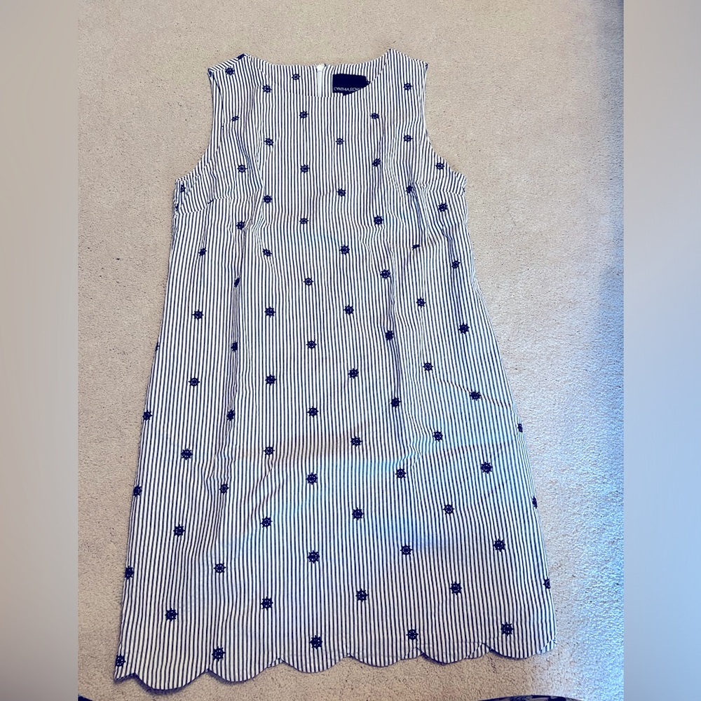 White with blue stripe and anchor dress size 8